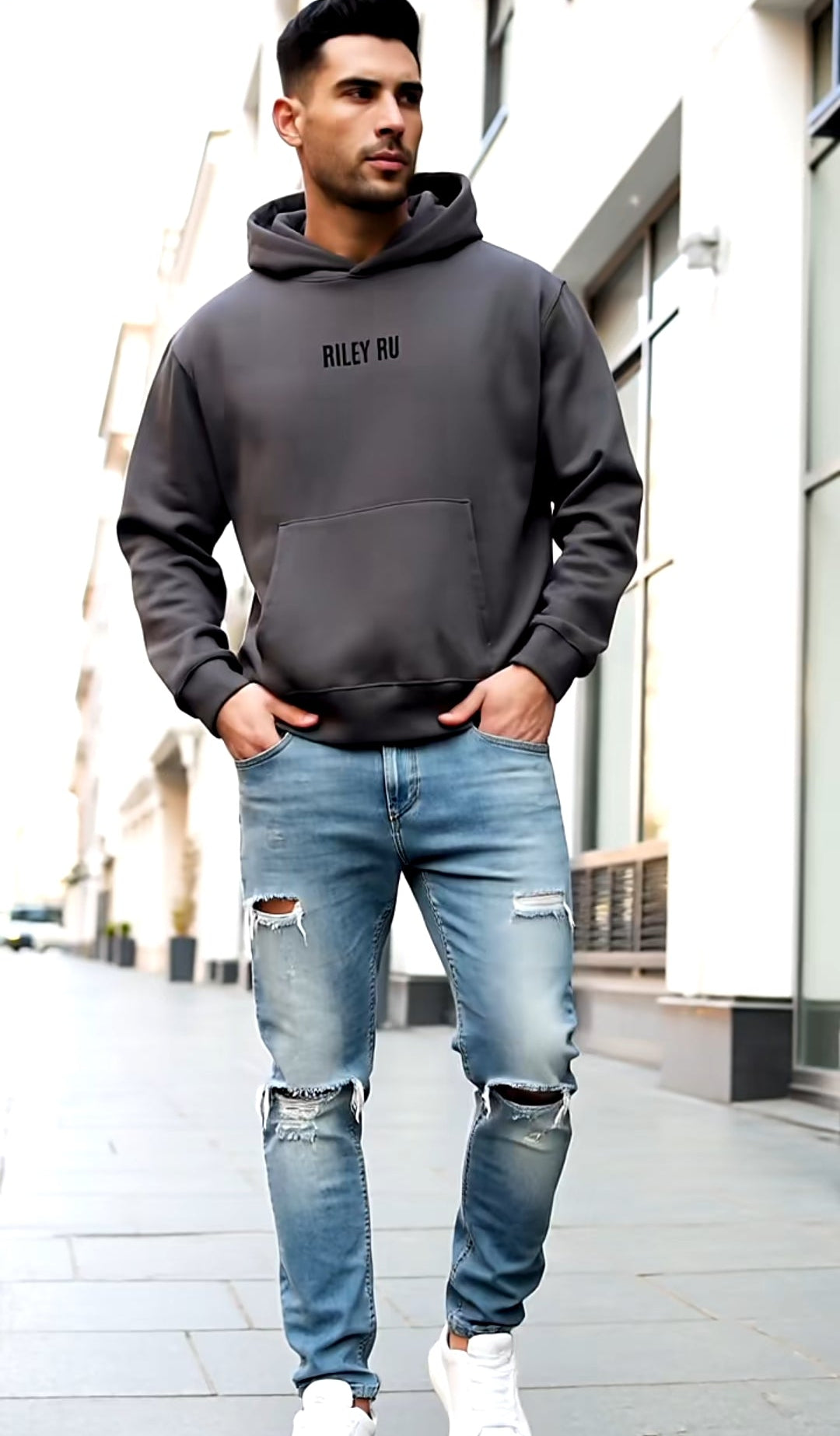 RILEY RU Embroidered Logo Unisex Hoodie