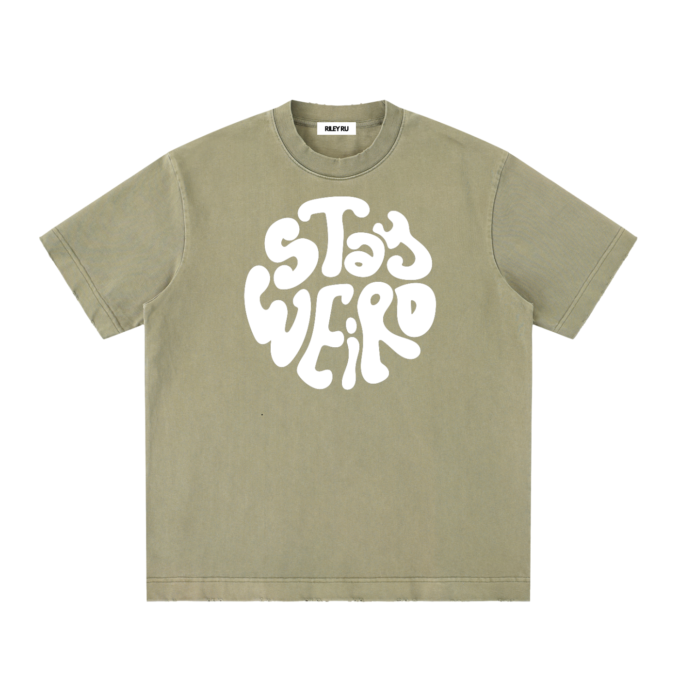 STAY WEIRD Unisex Heavyweight Vintage Washed Frayed T-Shirt