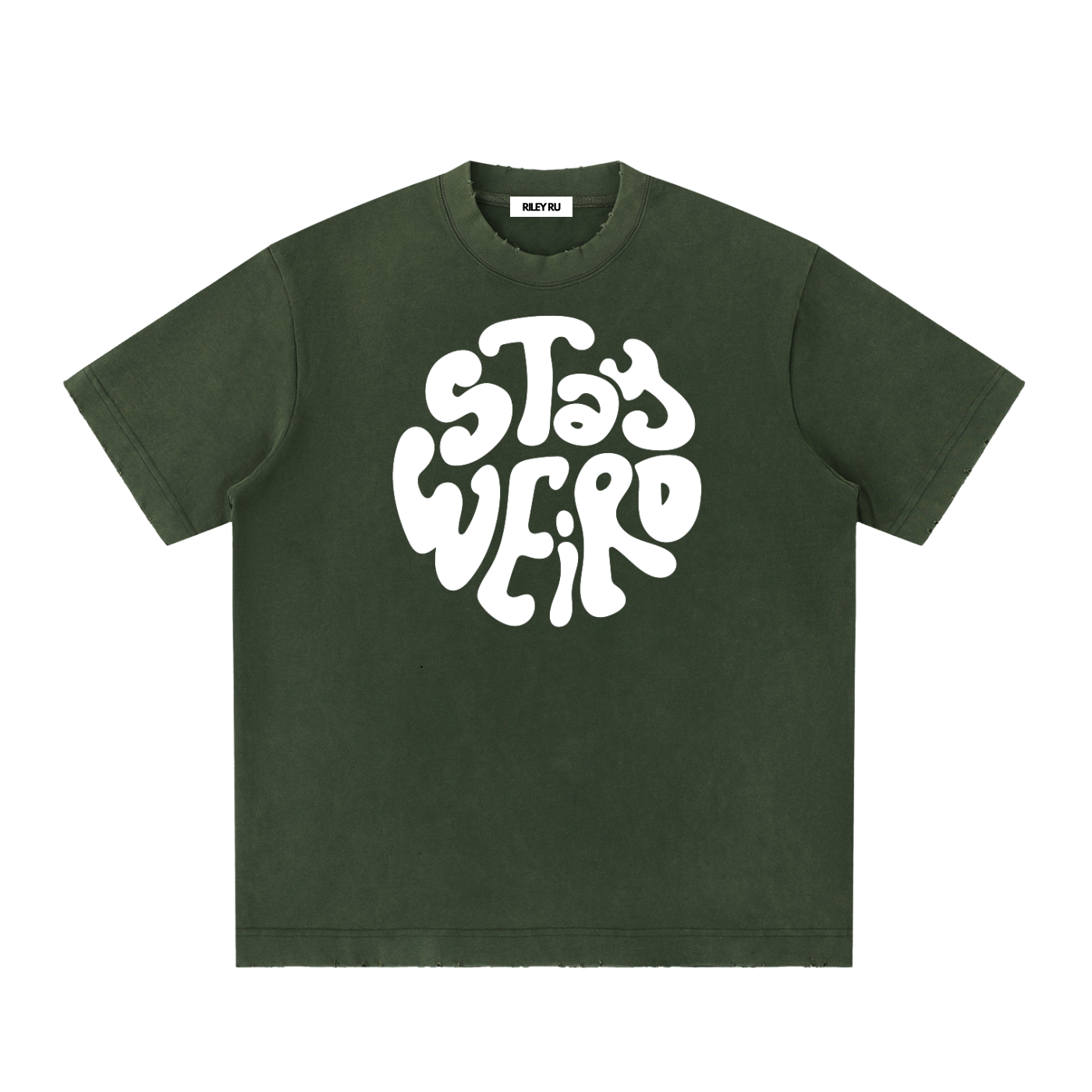 STAY WEIRD Unisex Heavyweight Vintage Washed Frayed T-Shirt