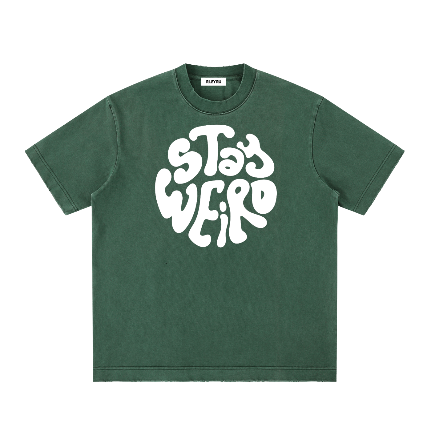 STAY WEIRD Unisex Heavyweight Vintage Washed Frayed T-Shirt