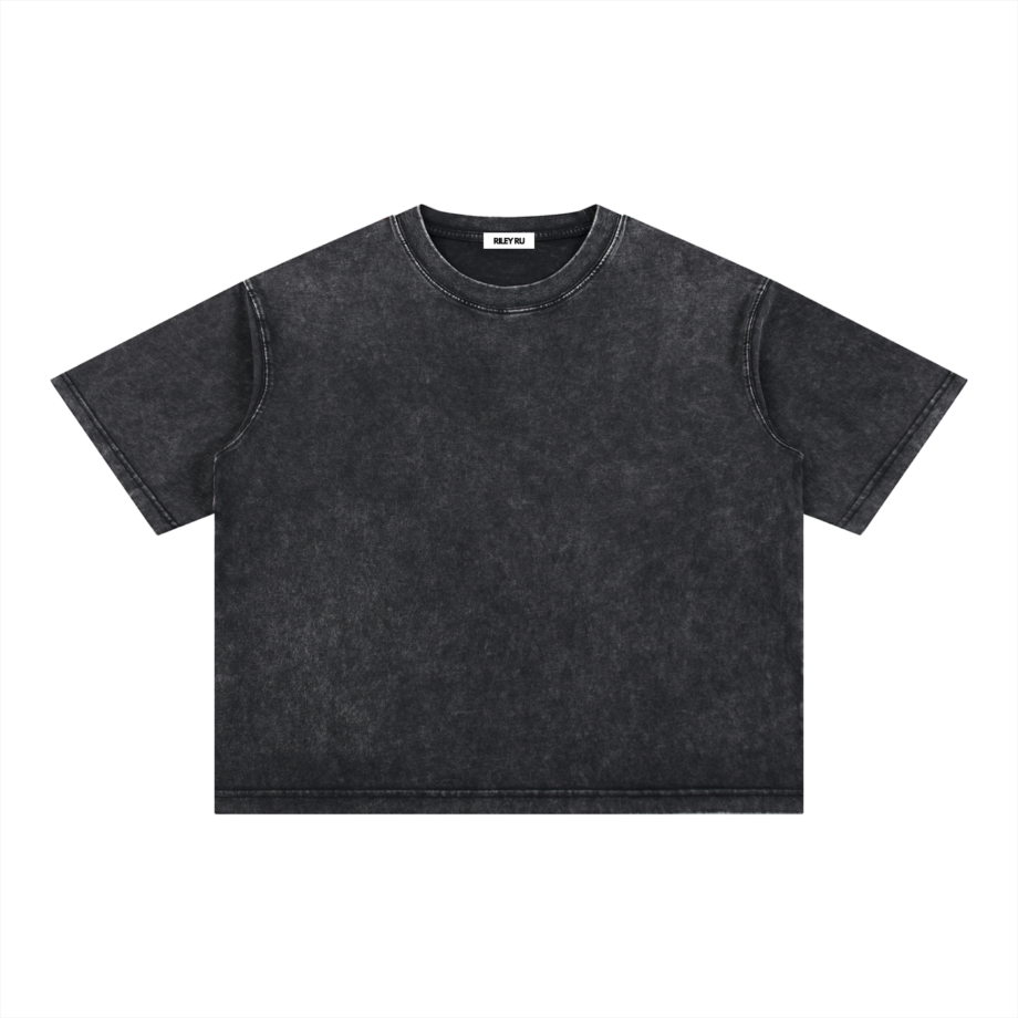 Basic Mineral Wash Boxy Cotton Men's Women's T-Shirt
