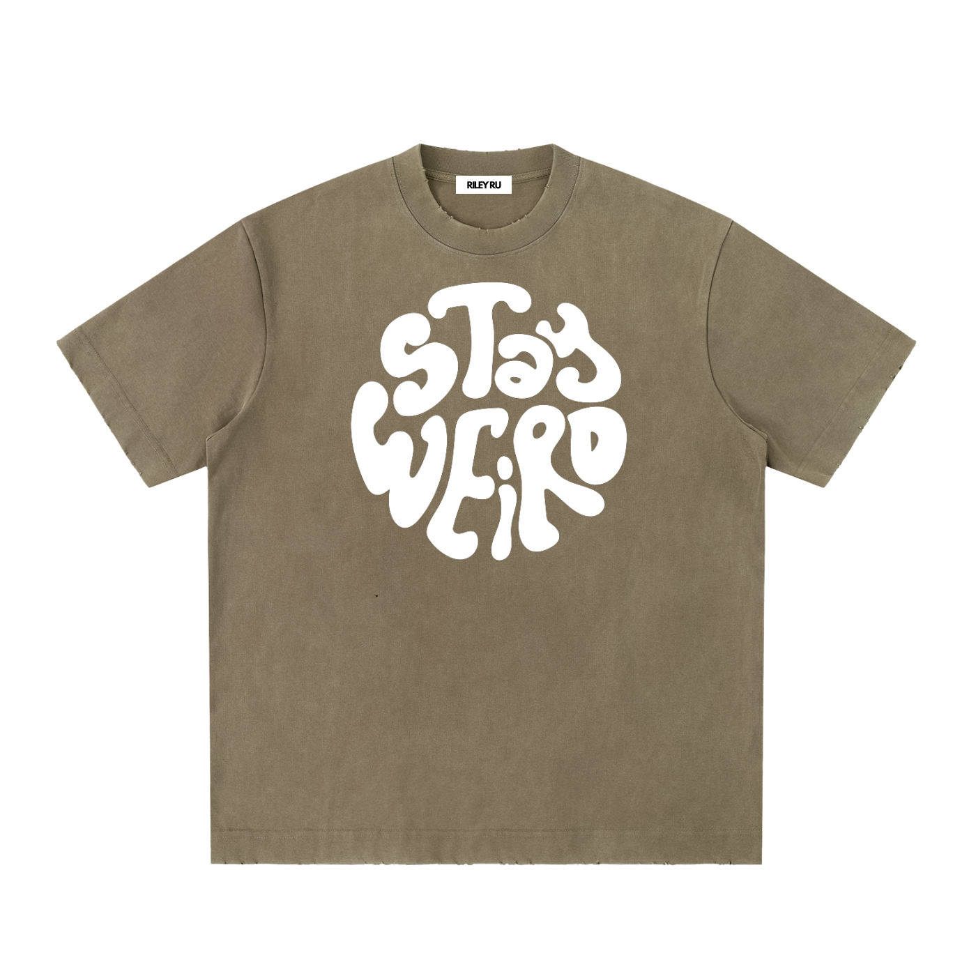 STAY WEIRD Unisex Heavyweight Vintage Washed Frayed T-Shirt