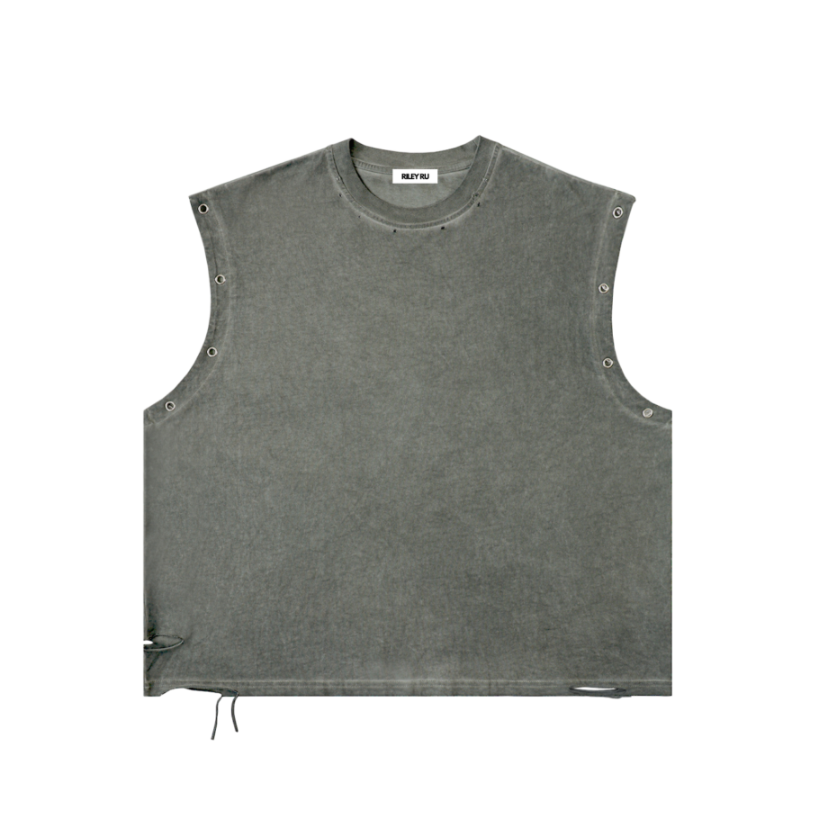 Distressed Grommet Eyelet Tank Top Unisex