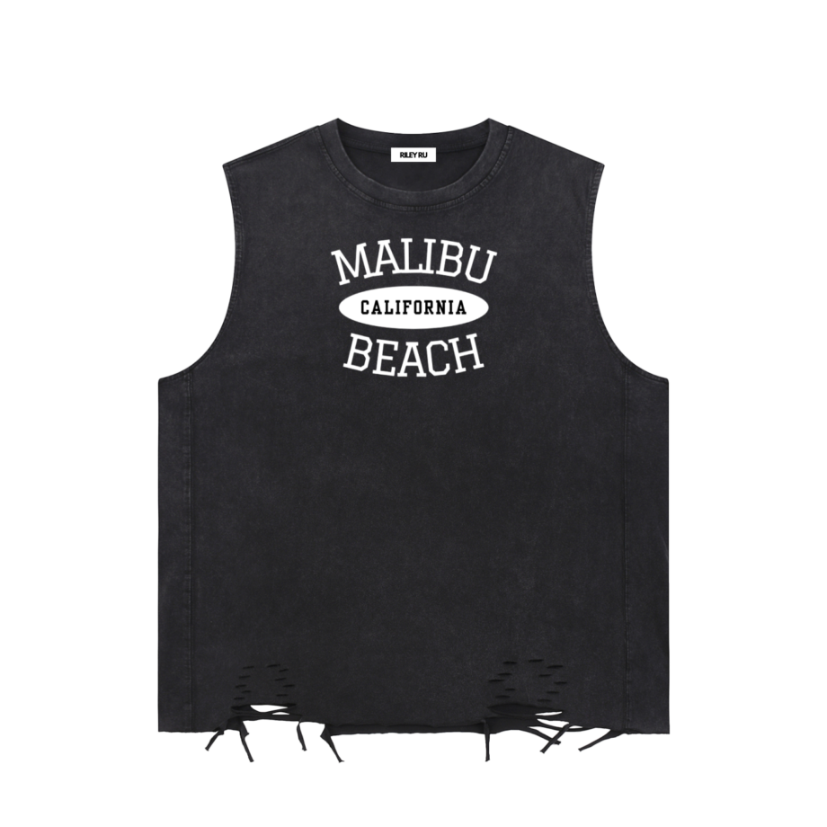 MALIBU BEACH Unisex Snow Washed Raw-Hem Tank Top