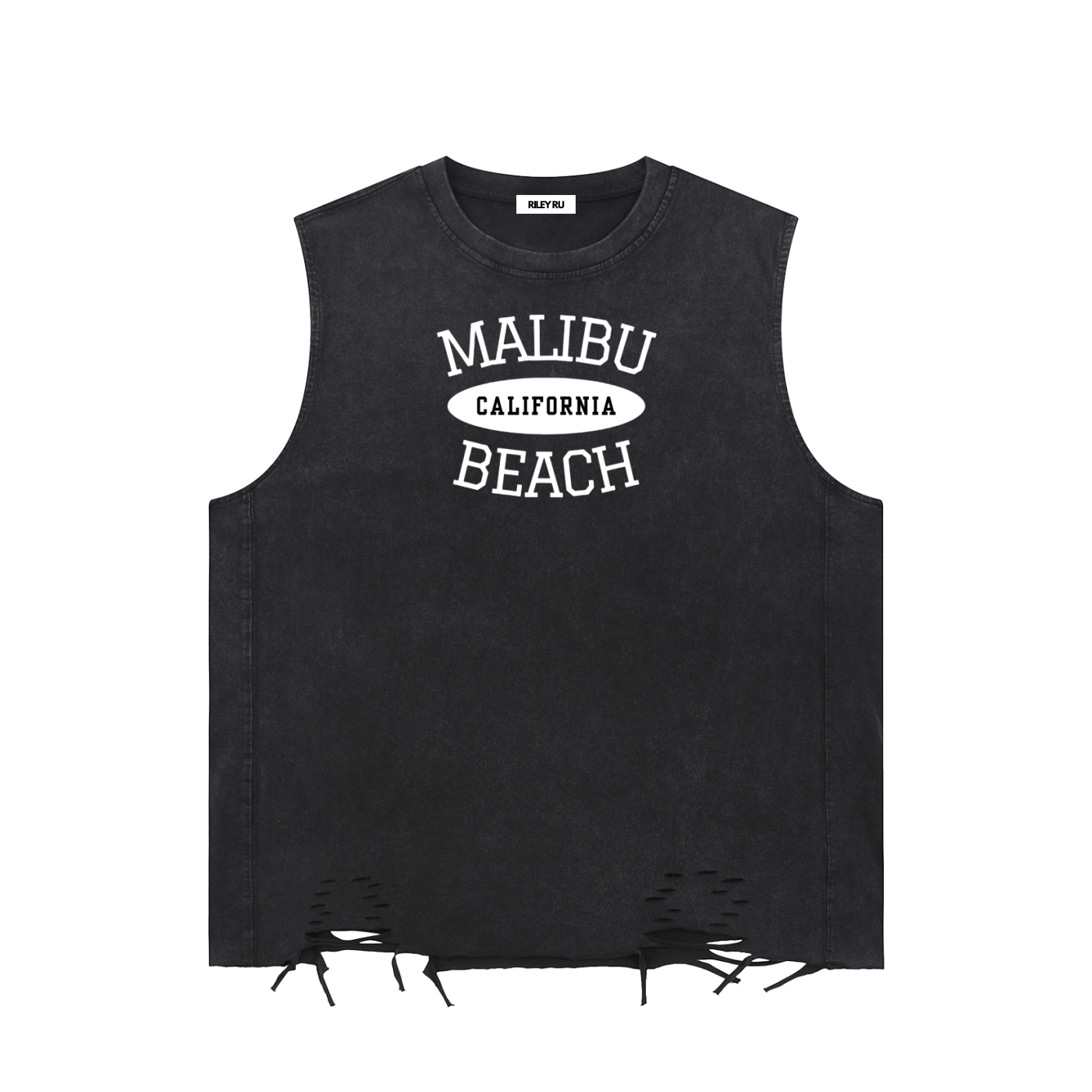 MALIBU BEACH Unisex Snow Washed Raw-Hem Tank Top